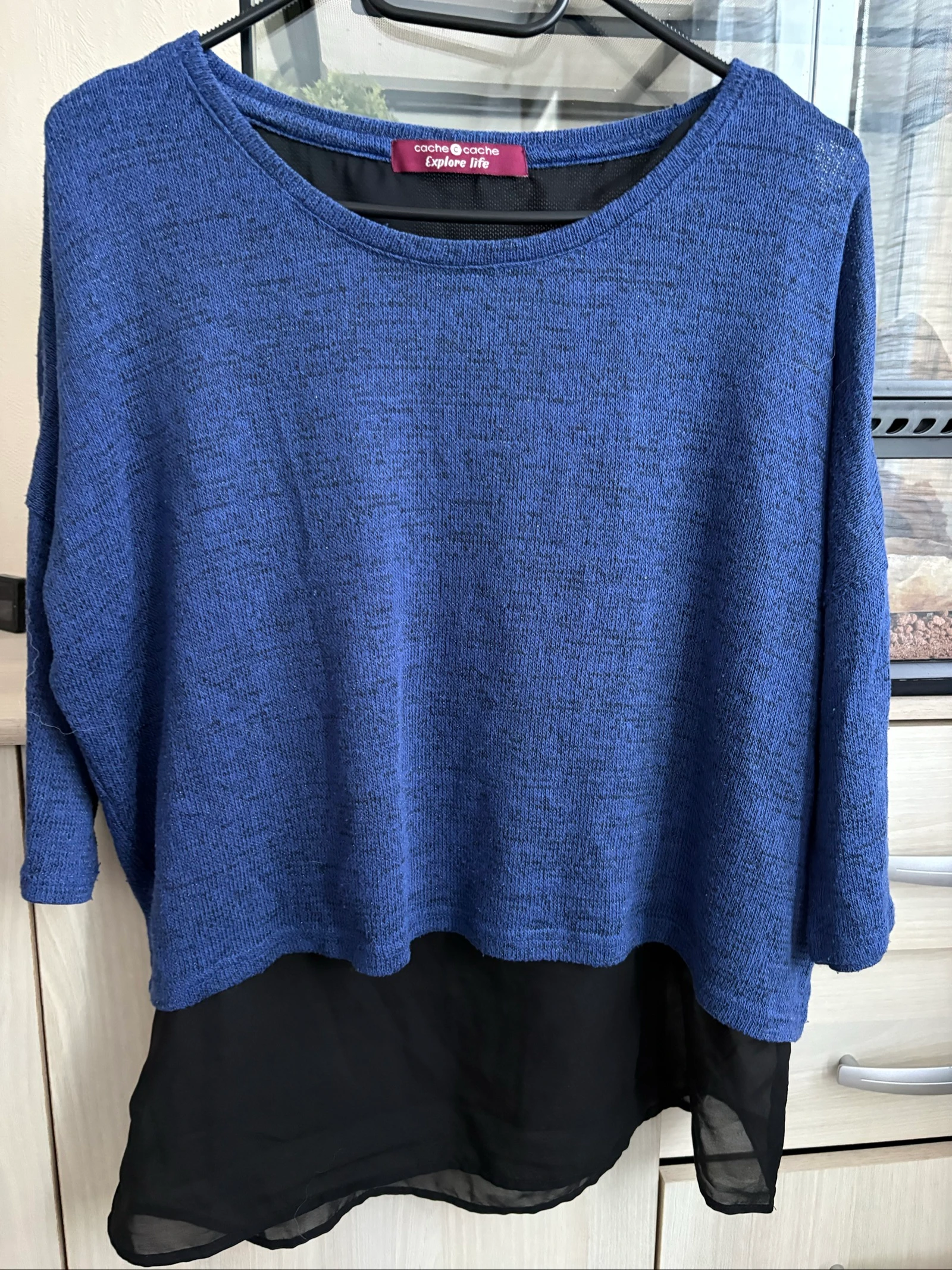 Pull femme taille L bleu marine 